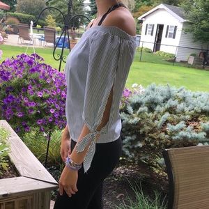 Off the shoulder striped blouse